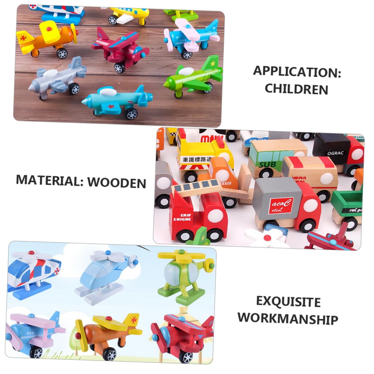 POPETPOP 12 Piezas de Mini Aviones de Madera para Niños Colores Vivos Rebabas, Juguete Educativo Adecuado Desarrollo Temprano y Reconocimiento de Colores