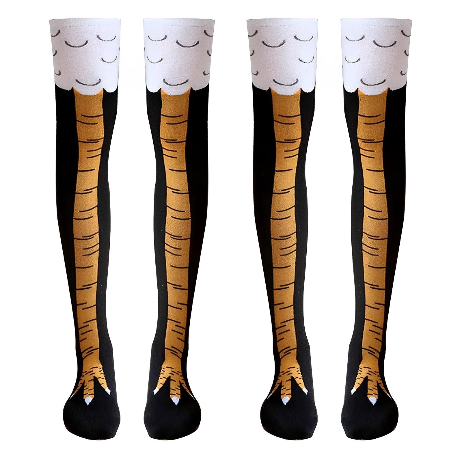 STIFFENERS2 Pairs Chicken Leg Socks for Men Women - Funny Novelty 3D Animal Knee High Thigh Socks - Casual Crazy Chicken Feet Gifts (Black)