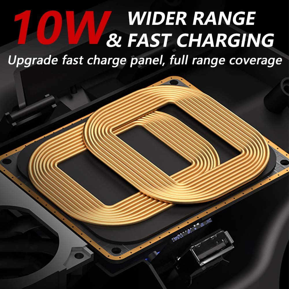 Cargador Inalámbrico Coche Auto para VW Tiguan 2018 2019 2020 Consola Central Accesorios Panel, 10W Carga Rápida Teléfono Cargador Almohadilla con QC3.0 USB Puerto per iPhone Samsung