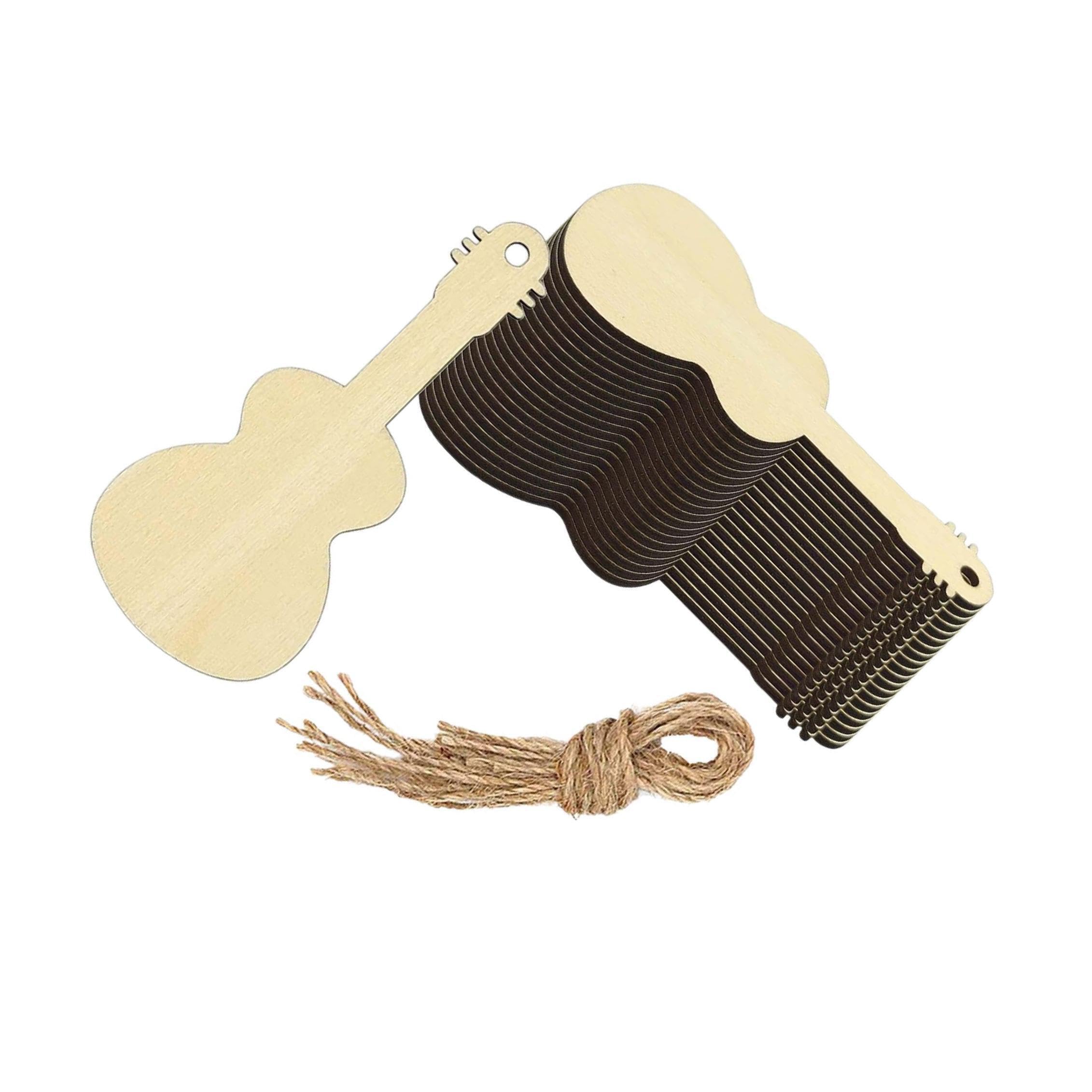 QIXCXAZ Wooden Guitar Cutouts Unfinished Woods Blank Gift Tags Rustic Decor At Various Celebrations Package Comes with 30 Wooden Cutouts with Ropes.Unique and Beautiful