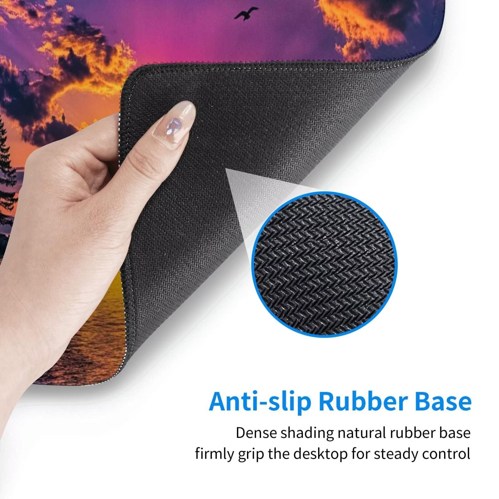 Alfombrilla Ratón Mar Alfombrilla Ratón XXL 1600 x 800 mm, Puesta de Sol Mouse Pad Gaming con Bordes Cosidos, Impermeable Mousepad XXL Base de Goma Antideslizante Duradera, Mouse Pad para Oficina Q208