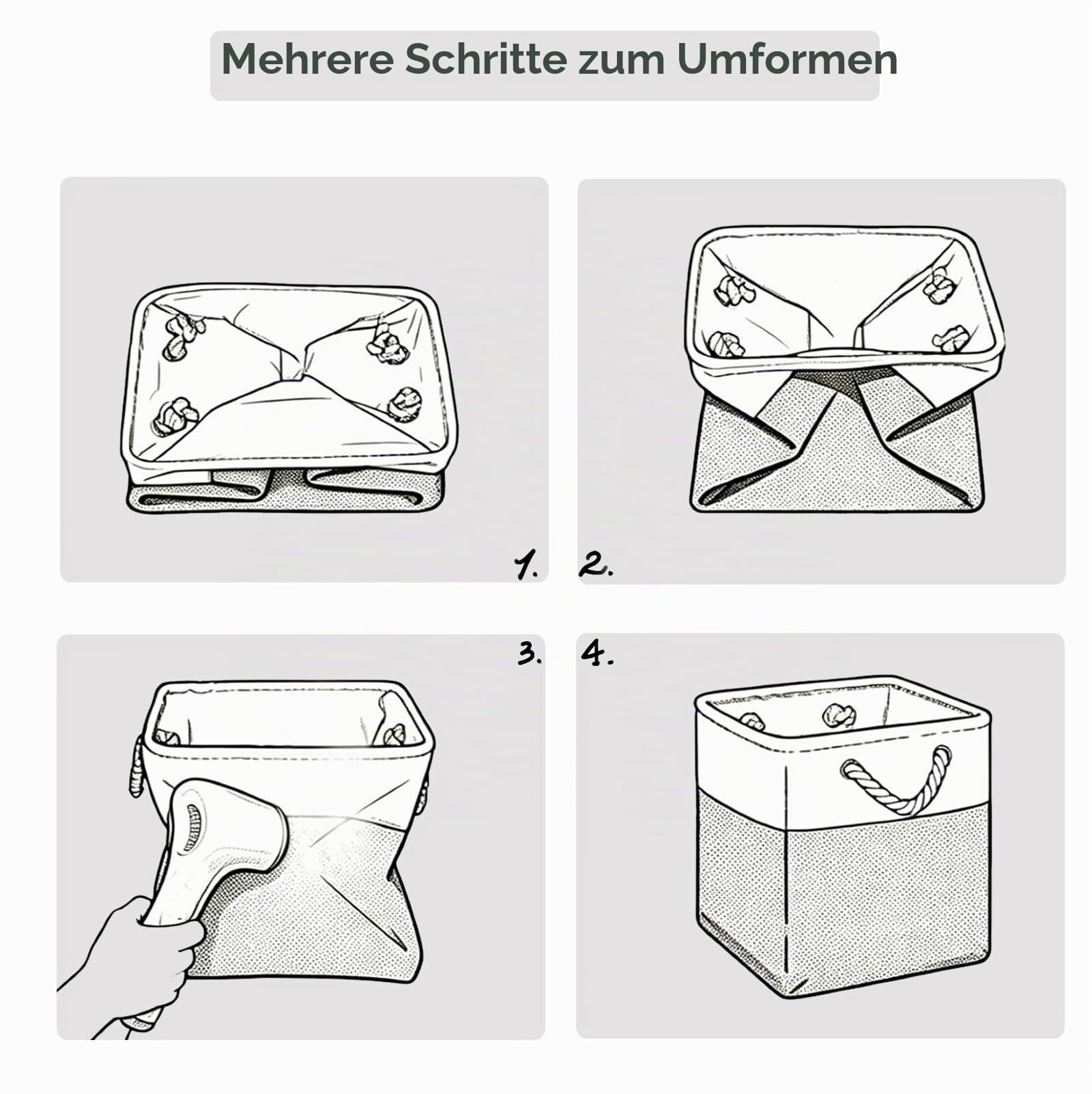 Mangata Canvas-Aufbewahrungsboxen, 33cm große Würfel-Aufbewahrungsbehälter, 6er-Set, Stoffkörbe mit Baumwollseilgriff zum Ordnen von Kleidung, Kinderzimmer, Zuhause (Rosa/Weiß)