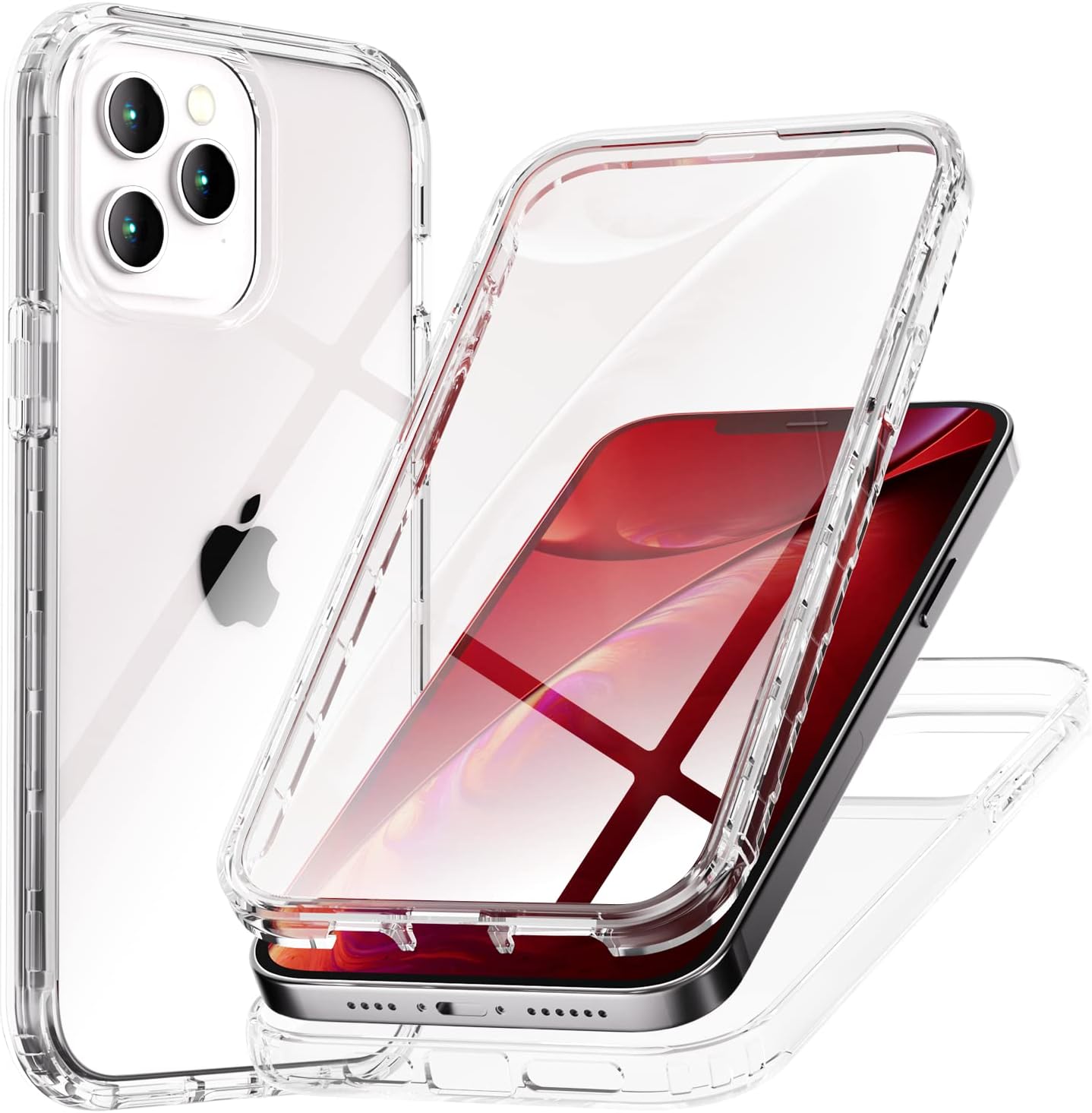AKABEILA Case for iPhone 14 Pro Clear Phone Case Cover 360° Full Body Protection Case Built-in Touch Sensitive Anti-Scratch Screen Protector TPU Soft Shockproof Bumper Slim Clear Case 6.1"
