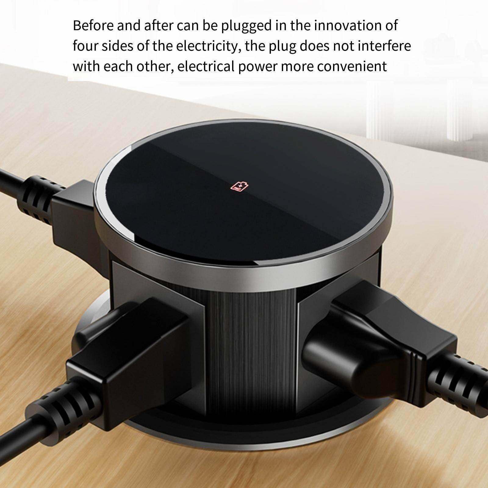 Presa elettrica pop-up con 3 prese universali, ricarica wireless e porte per caricabatterie B+Type-c per casa, ufficio, cucina, piani di lavoro, scrivania,White