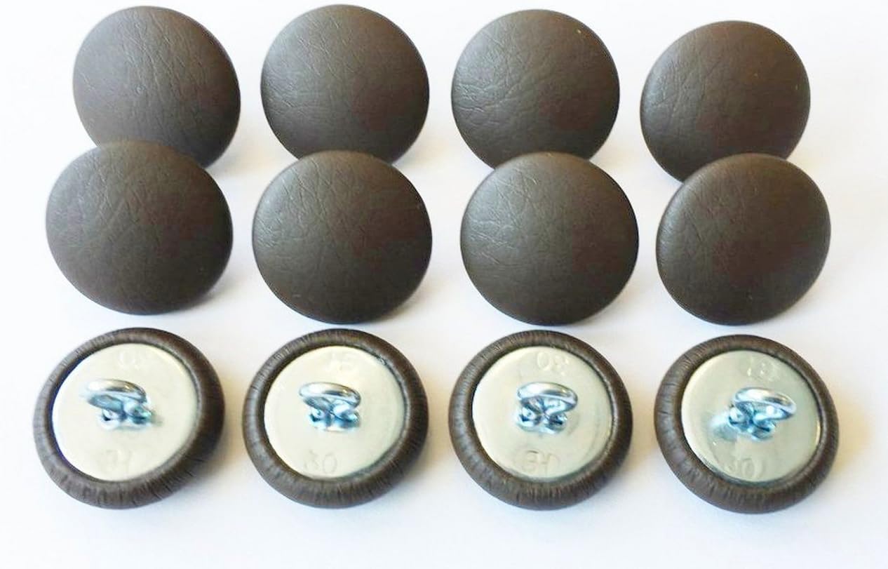 Set of 12 Wire Eye Back Upholstery Buttons Dark Chocolate Vinyl (#30-3/4 Diameter)