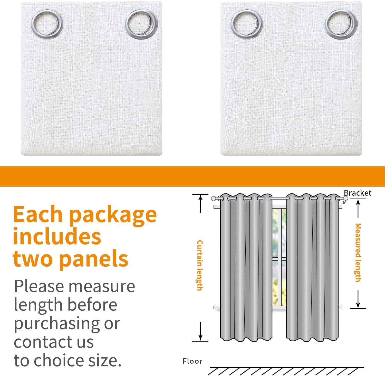 YoungsTex White Linen Blackout Curtains for Bedroom 63 Inch Length, Thermal Insulated Window Drapes Extra Wide with Grommet Full Room Darkening for Winter Living Room, 2 Panels, 60 X 63 Inch