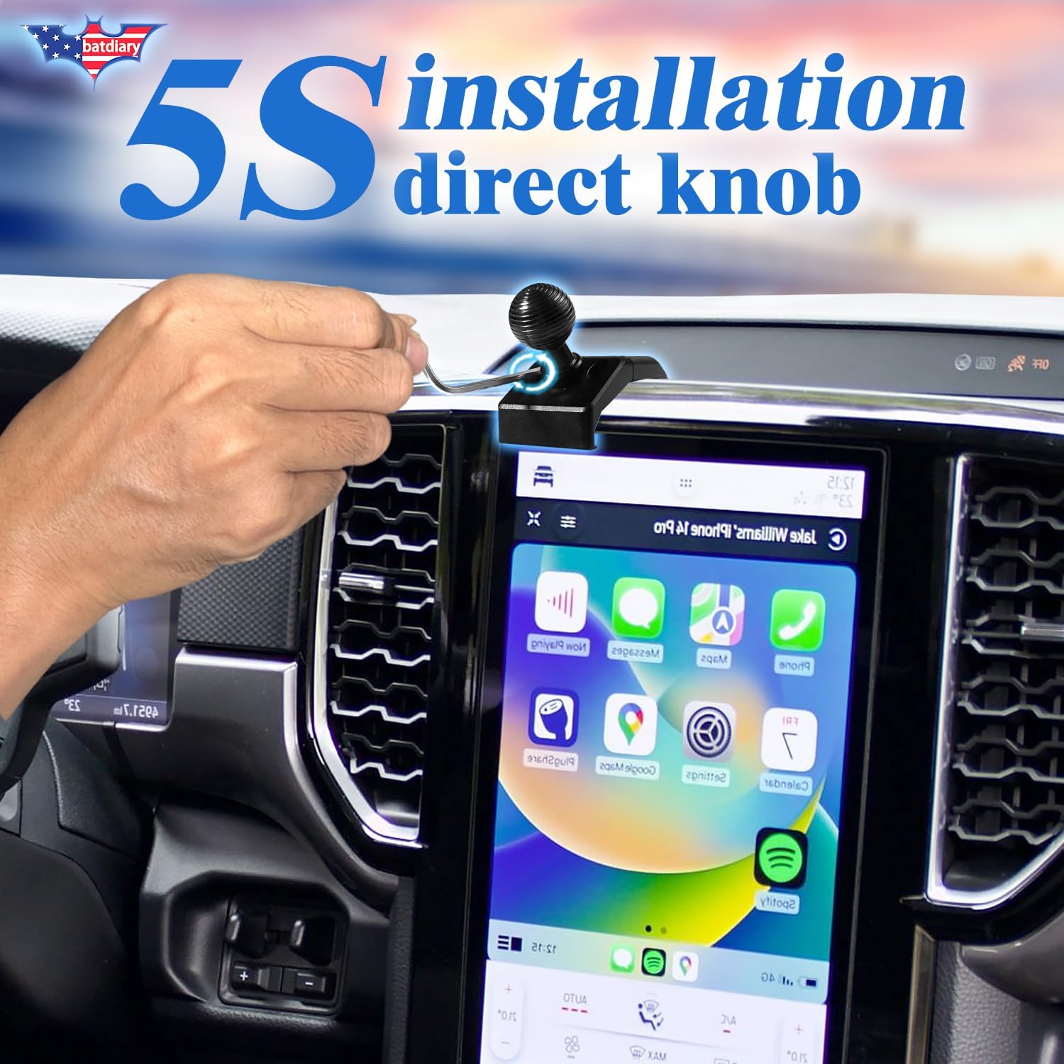 2025 Ranger Vent Phone Mount for 2024 2025 2026 Ford Ranger Accessories | Aluminum Telescopic Air Vent Phone Holder |Thick Case Friendly Car Mount for iPhone 16/15 Pro Max, Galaxy S24