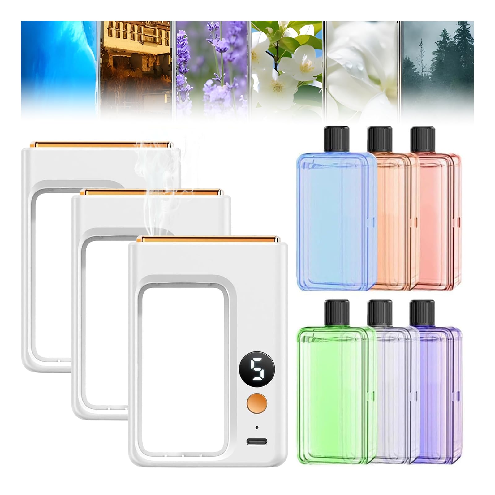 Diffuseur d'aromathérapie automatique, diffuseurs d'huiles essentielles pour la maison, version à affichage numérique du diffuseur d'arômes, diffuseurs de parfum remplaçables pour la maison, diffuseur