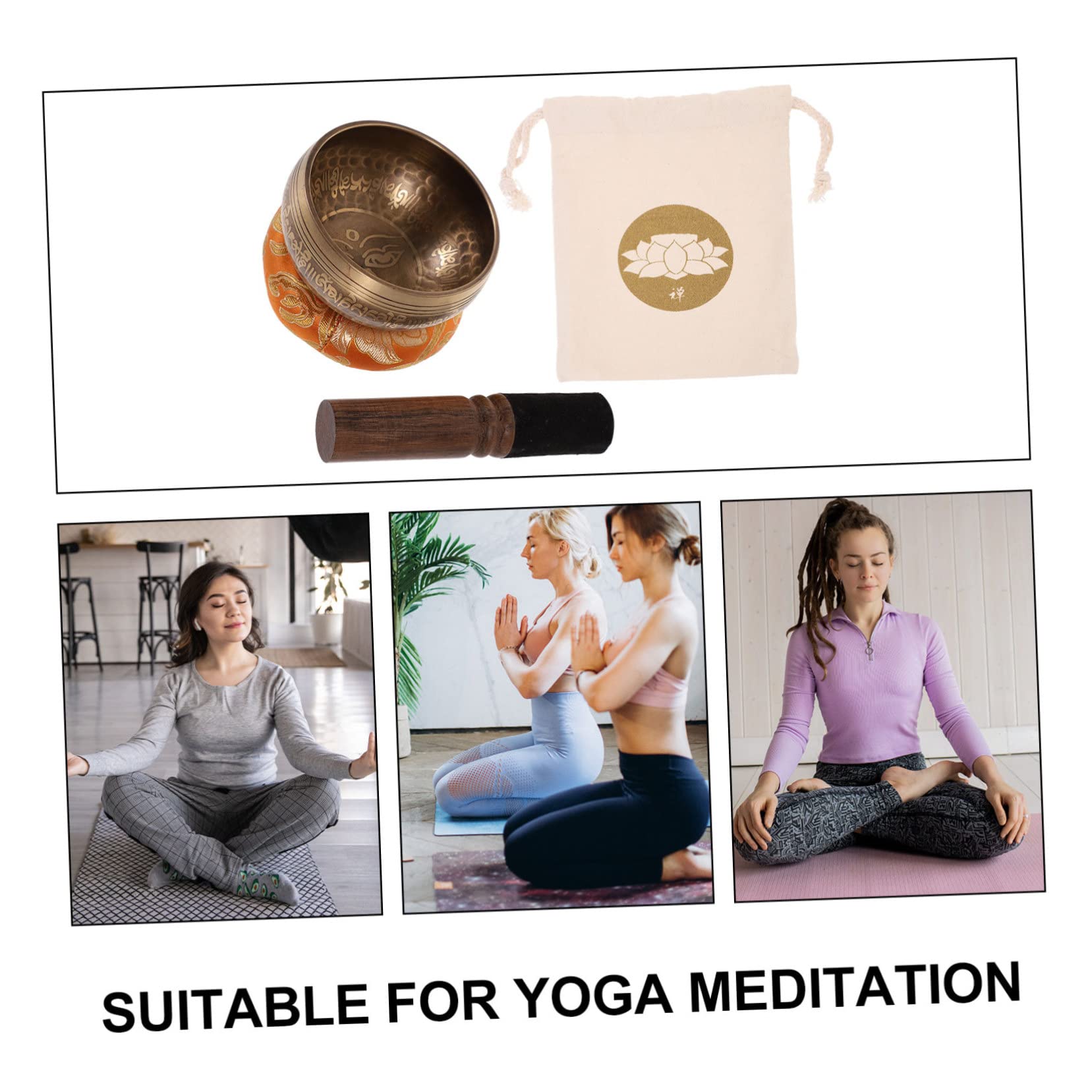 ifundom 1set Ciotola Tibetana Per Meditazione Ciotola Cantante Con Battitore e Cuscino Perfetta Per Yoga e Relax Atmosfera Sacra Per Benessere