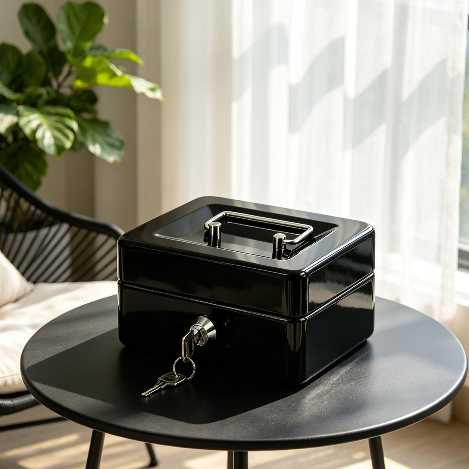 Cosiki Small Lock Box with Removable Tray, Iron Security Box (12 cali) | Trwała żelazna konstrukcja, kompatybilna z formatem A4, niezawodny zamek na klucz, solidny metalowy uchwyt, wszechstronny