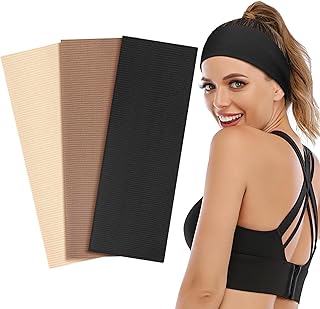 BELEVO Women's Cotton Headband Women's Sports 3 Pieces Hair Bands Elastic Headband Summer Sweat Soft Non-Slip Hair Band Fashion Accessories for Cosmetics Workout Yoga Running Fitness Gym