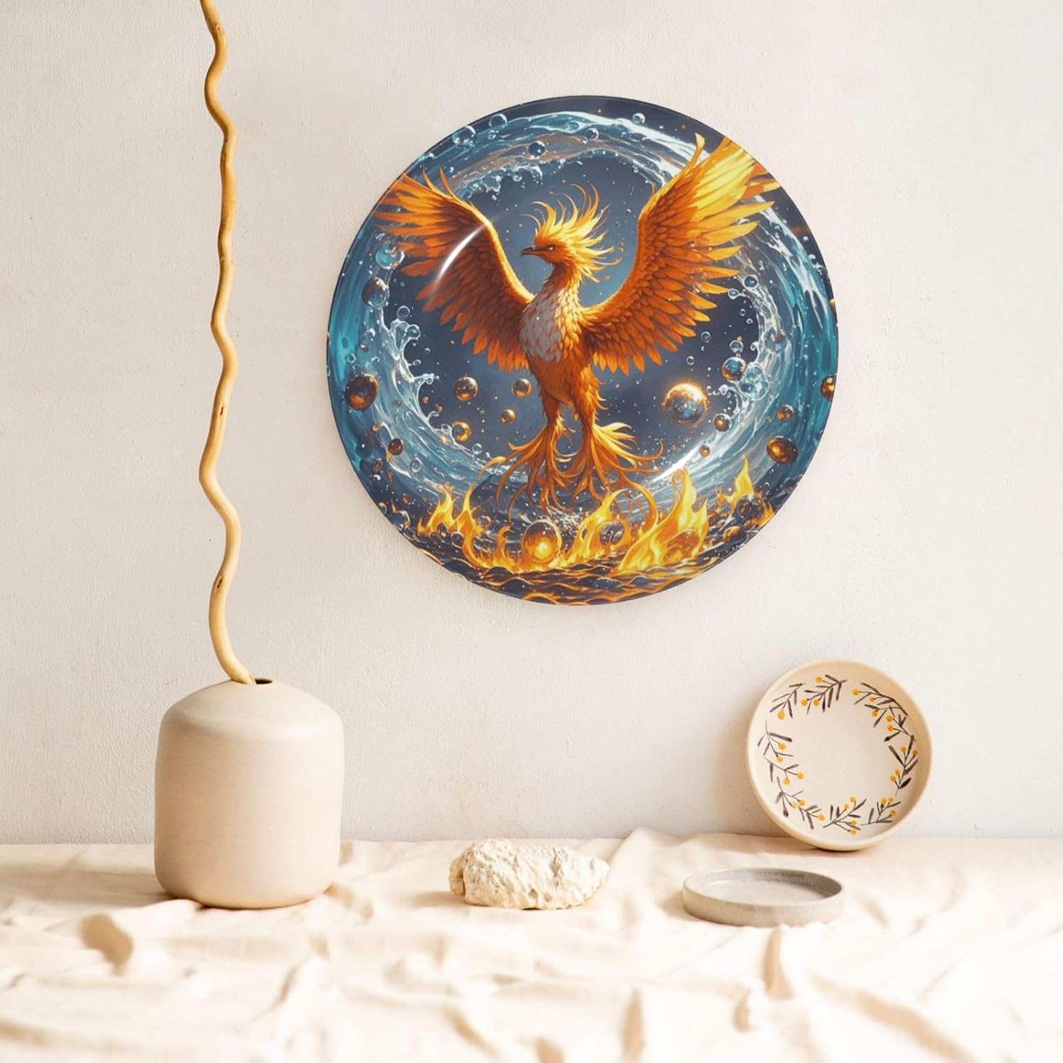 Decorative Plate Art Crafts Bone China Decorative Plate with Display Rack Souvenir Wall Decor Ceramic Ornaments Dinner Plates Ceramic Decoratives Plates for Home Office 10in