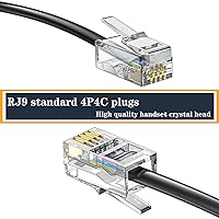 Vista 4 de LanSenSu Phone Cord Landline8Ft Uncoiled / 1.4Ft Coiled Landline Phone Handset Cable RJ9 4P4C Telephone Accessory- Black (10pack)