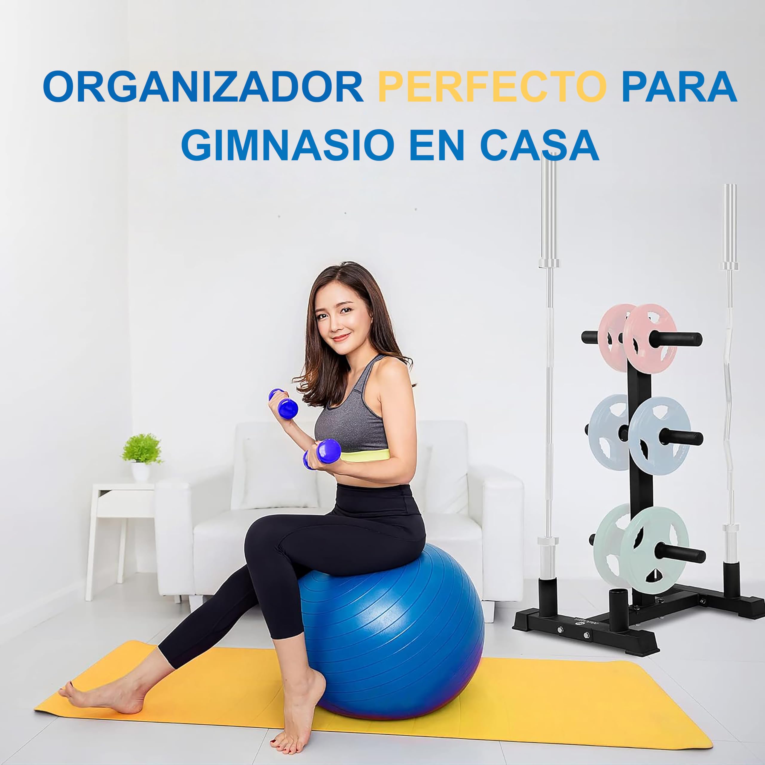 SereneLife soporte para discos de pesas, Organizador de gimnasio, Resistente, Capacidad para 363kilos, Facil ensamblaje, Compacto, Ahorrador de espacio