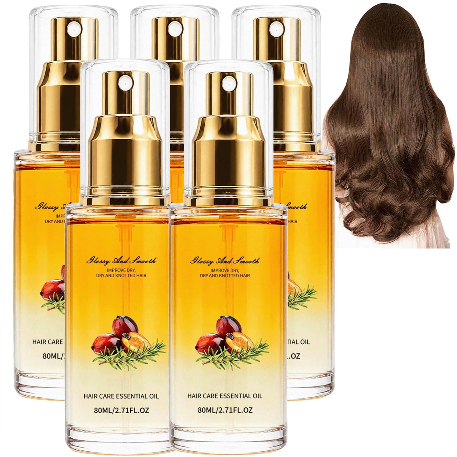 Niezmywalny, głęboko odżywczy olejek do włosów PerfumeCare, lekkie serum przeciw puszeniu się włosów, odzyskiwanie suchych, zestresowanych włosów, (5 szt)