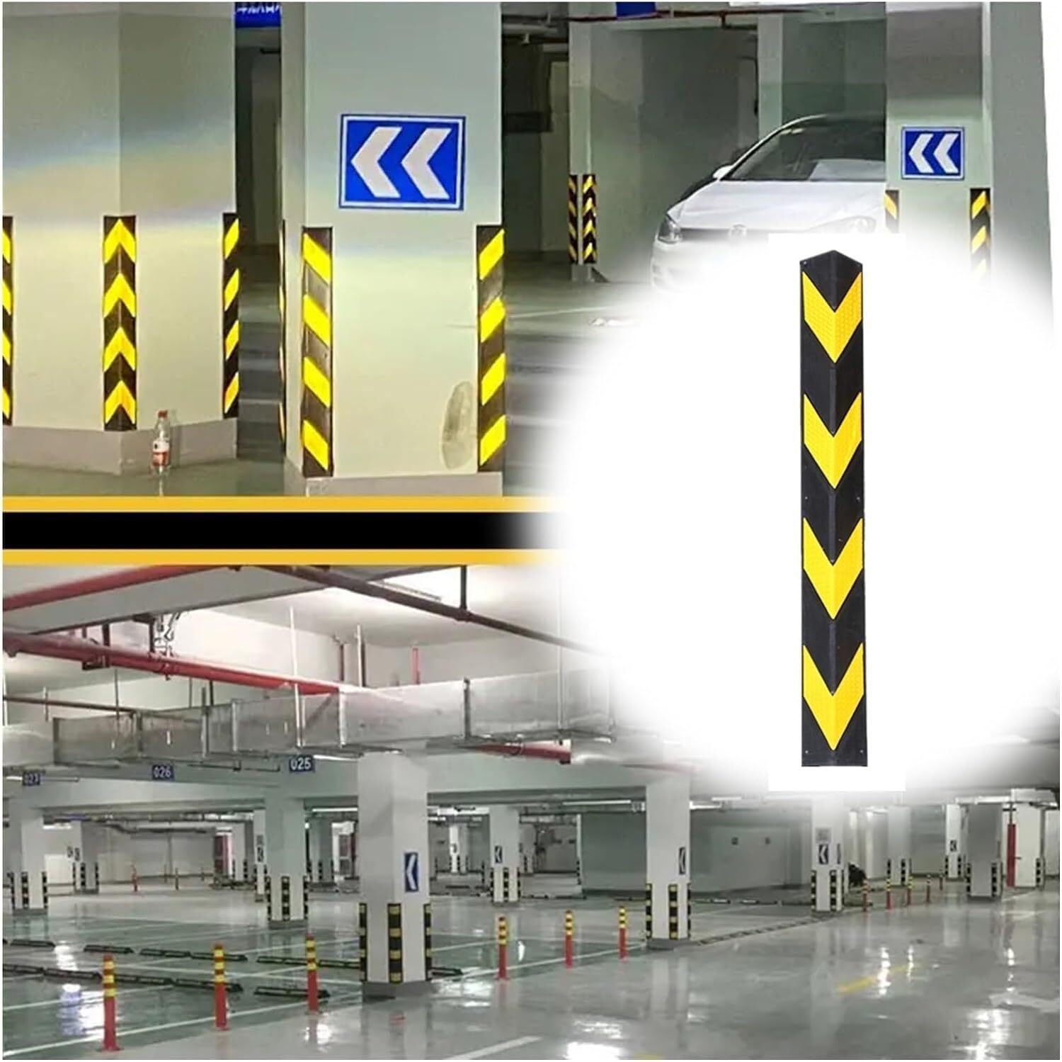 Tianqihao Black/Yellow Garage Column Protector Garage Wall Guards Edge, Car Parking Garage Wall Protector, Wall Corner Anti-Collision Guardrail, Guards Bumpers Pole To Protect Park,+