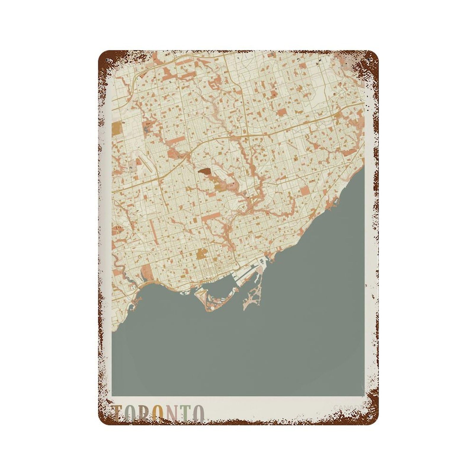 xiaoxiaoshen Toronto Map Ontario Canada Boho Wall Decor Art Metal Tin Poster Modern Home Decor Art Home Bar Shop Decorations Vintage Sign 40x30cm