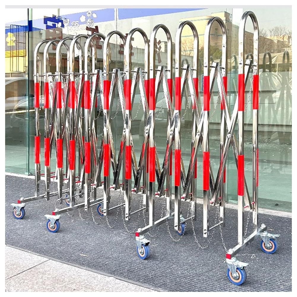 Erweiterbare Metallbarrikade, flexibles mobiles Tor für Sicherheitsbarriere, verstellbarer temporärer Zaun für den Einsatz in Parks, Garagen, Krankenhäusern (1,6 x 8 m)
