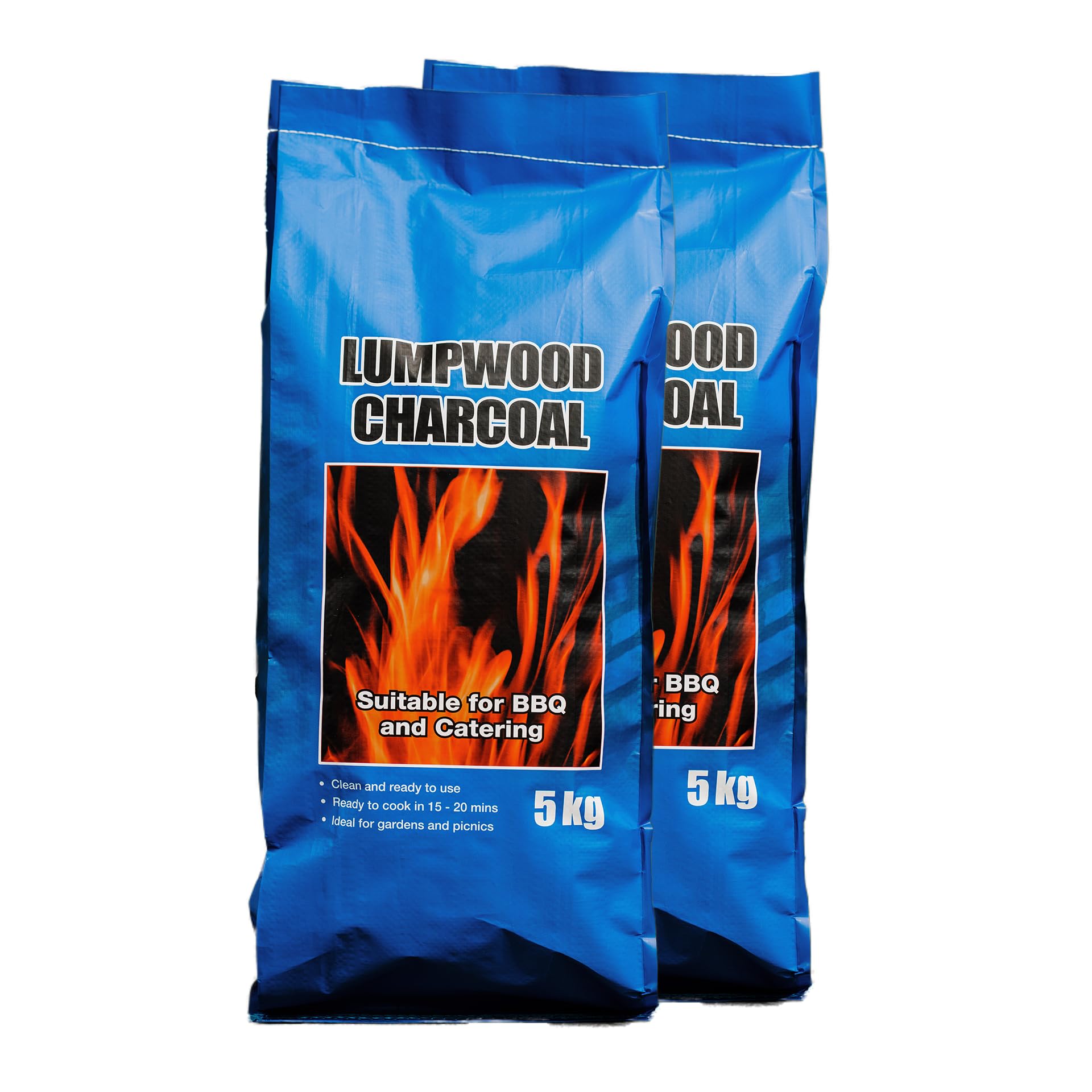 Fiya Lumpwood Charcoal 5kg (2 Bags) | Restaurant Grade Natural Hardwood BBQ Charcoal | Long Burning, High Heat & Low Ash | Ideal for BBQs, Smokers, Pizza Ovens