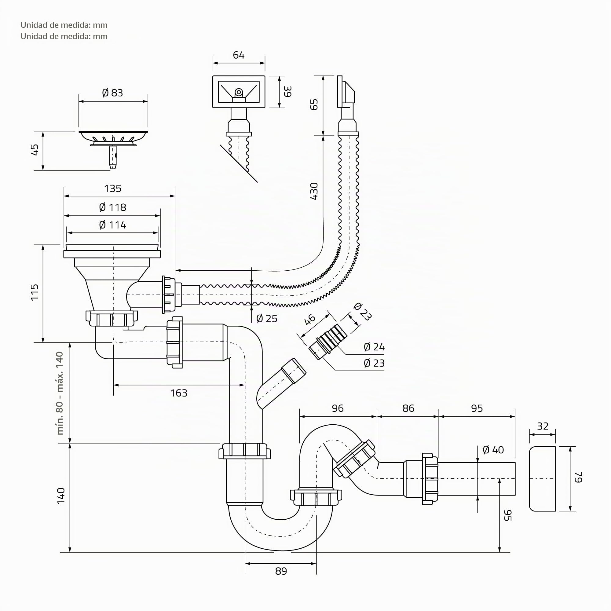 ML-Design Fregadero de Cocina de un Seno 55 x 45 cm Lavabo Sobre Encimera o Enrasado con Juego de Desagüe, Dosificador de Jabón y Rebosadero Cubeta de Acero Inoxidable Anti-condensación