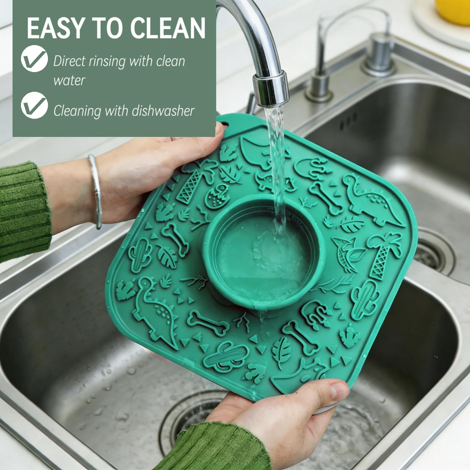 Leckmatte für Hund & Katze, 2 in 1 Slow Feeder Hund Leckmatte mit Schüssel, Lebensmittelqualität Silikon, Erdnussbutter Leckpad für Langeweile Angstlinderung, Perfekt für Haustiere Baden