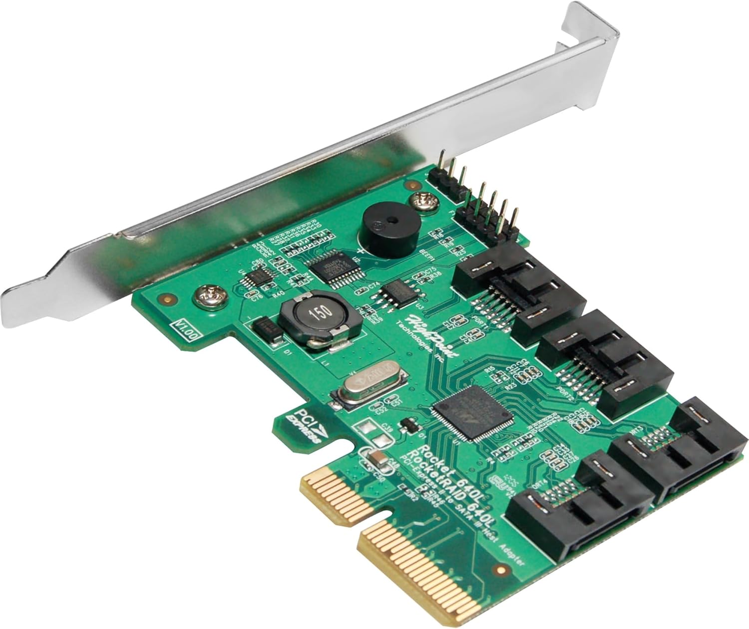 HighPoint RocketRAID 640L Internal 4 SATA Port PCI-Express 2.0 x4 SATA 6Gb/s RAID Controller -Lite Version