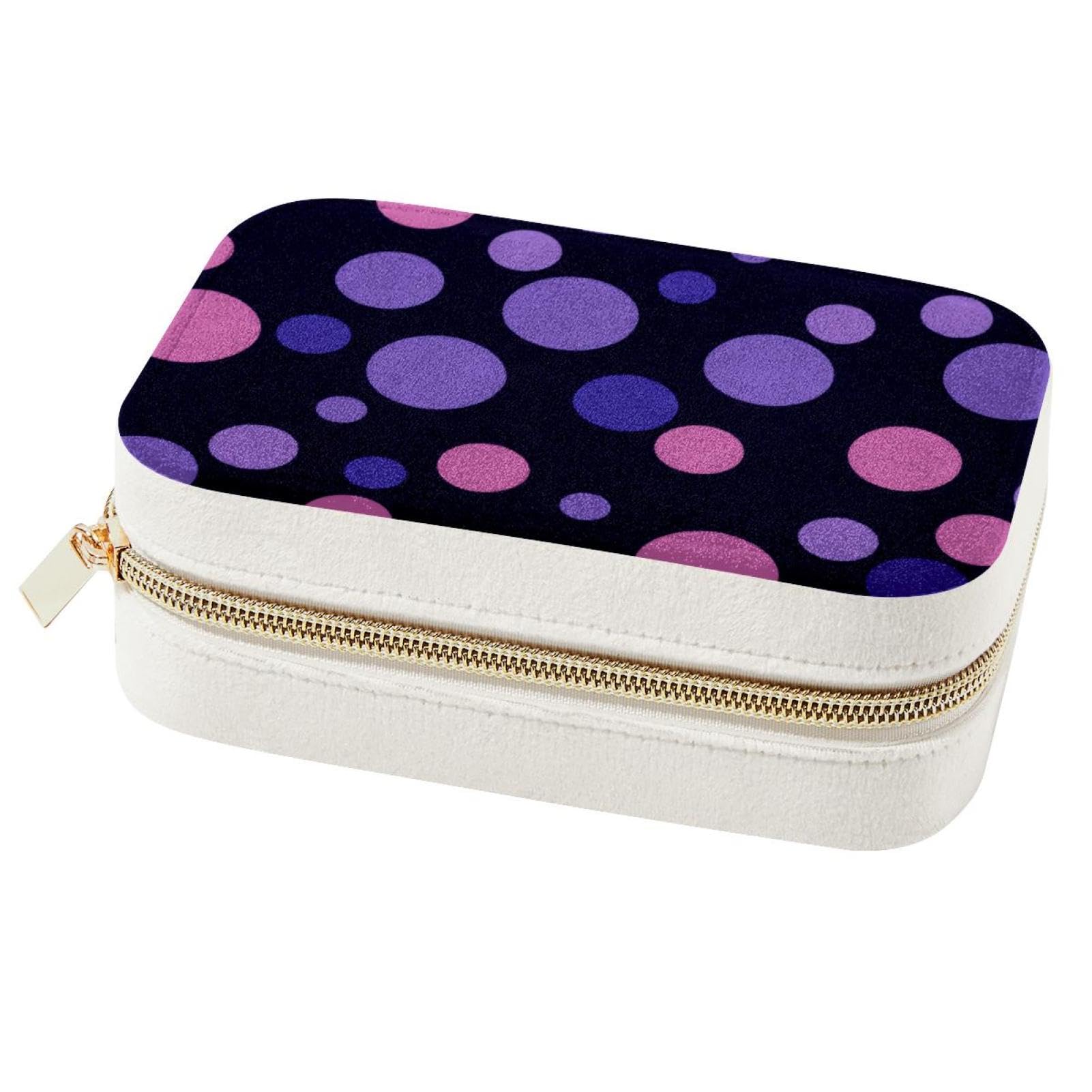 Boîte à bijoux de voyage ronde violette pour votre coiffeuse