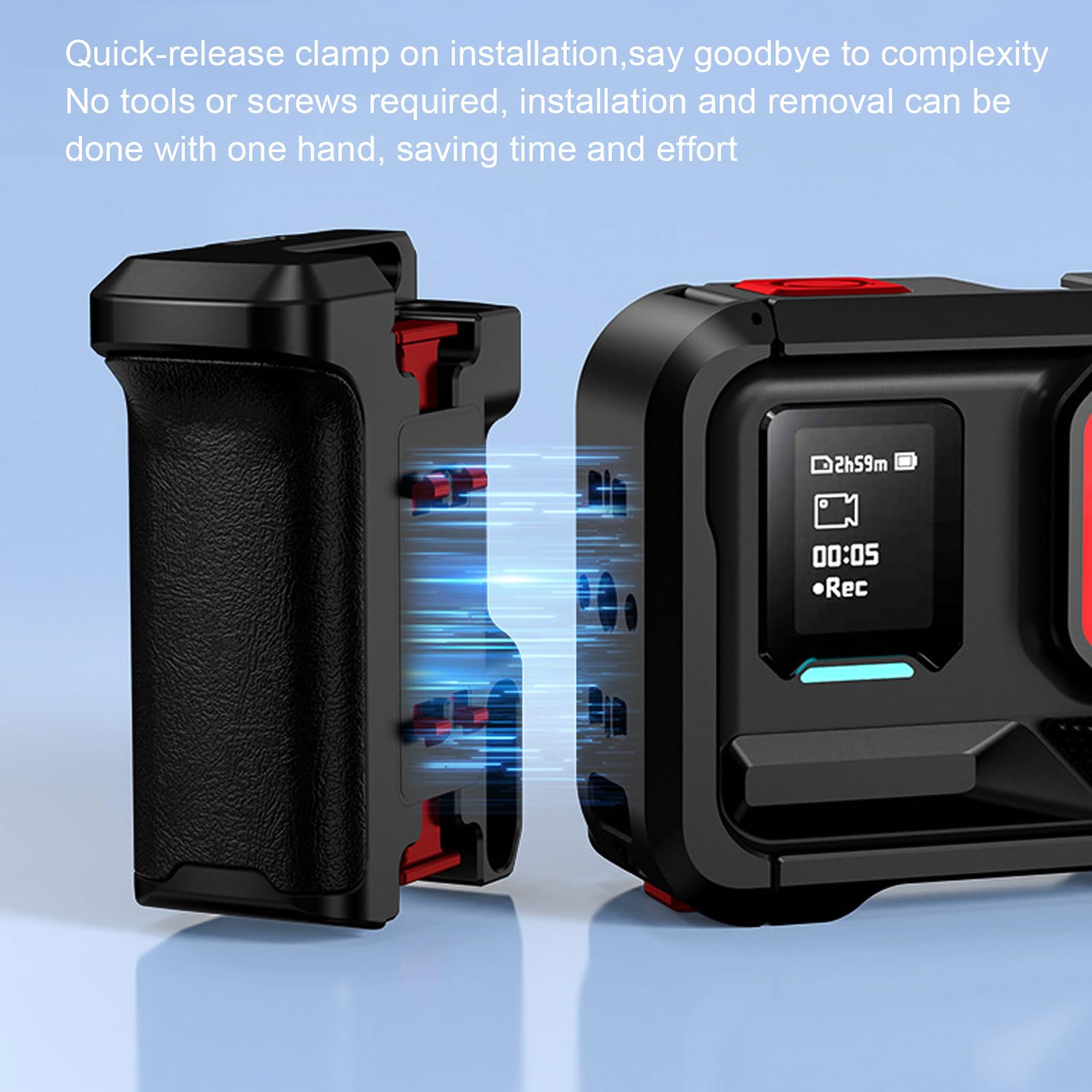 Denash Kit Street Grip per Ace Pro 1 2 Action Camera Gabbia Modulare in Lega di Alluminio con Pattino Freddo Filettatura da 1/4 di Pollice per Accessori Fotografici All'a