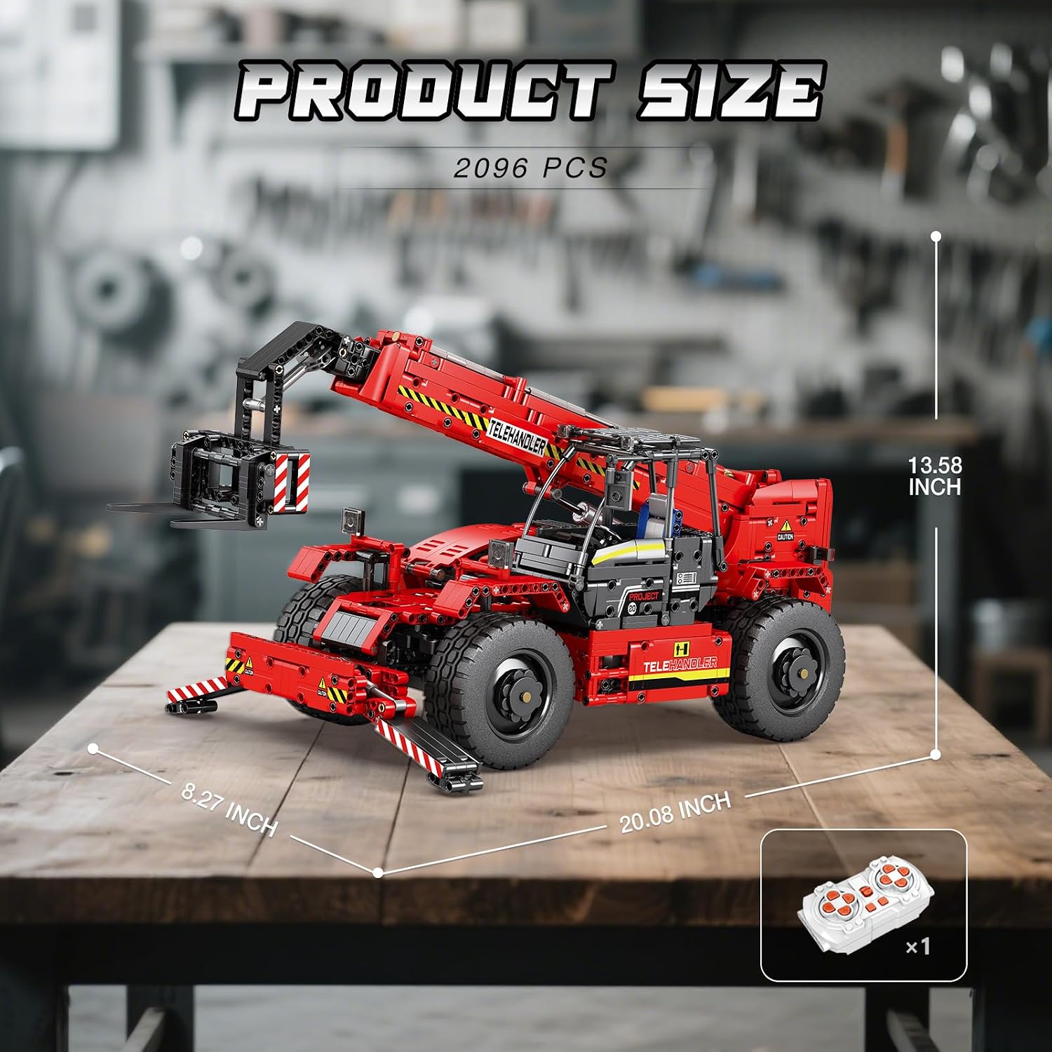 Reobrix Telescopic Arm Forklift Building Blocks Set with Motor, RC Crane Mechanical Model, Remote Control Tractor, Technic Truck Toy for Adults, MOC Buildinng Toys, Ideas for Boys 14+