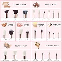 Vista 2 de Jessup Juego de brochas de maquillaje profesional 25 piezas con 2 en 1 alfombrilla de limpieza de cepillo de silicona y esponja de eliminación