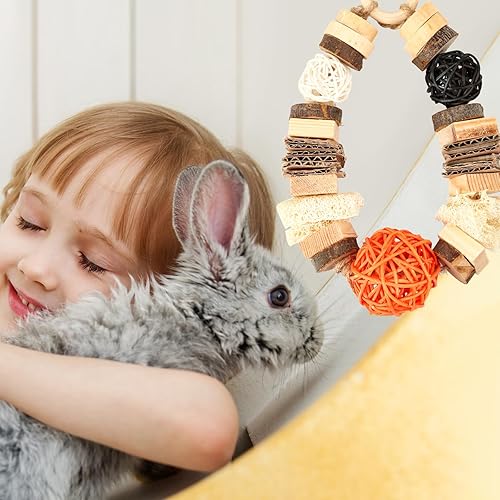Miniatura 6 de Juguetes de conejillo de indias, juguetes masticables para colgar, madera natural para conejos, rechinar dientes, chinchilla, hámster, jerbo, rata,