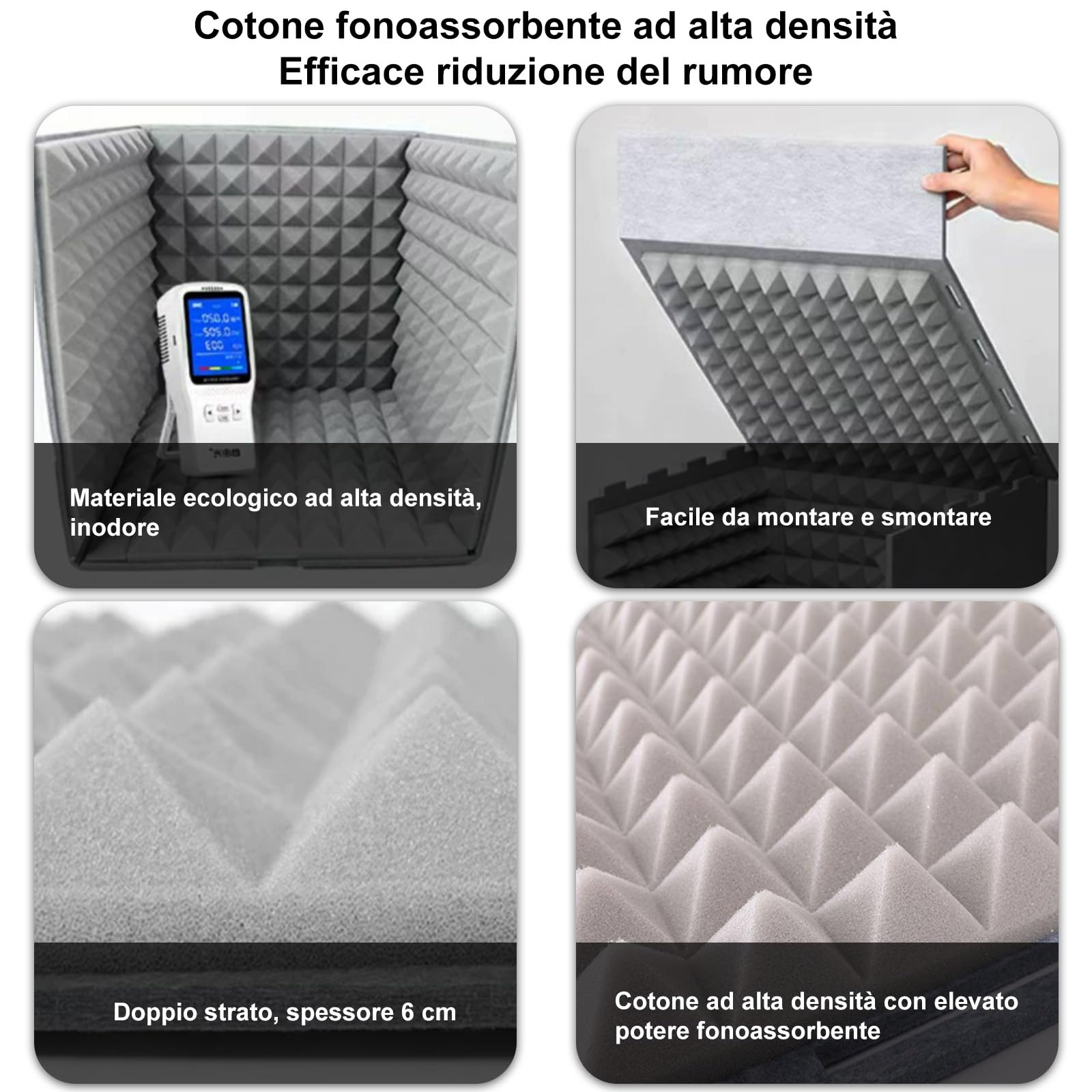 Studio di registrazione vocale portatile, Schiuma Assorbente Ad Alta Densità per Apparecchiature Di Registrazione Del Microfon, per Podcast,Vocal Audio Recording[Viola 60×60×60 cm]