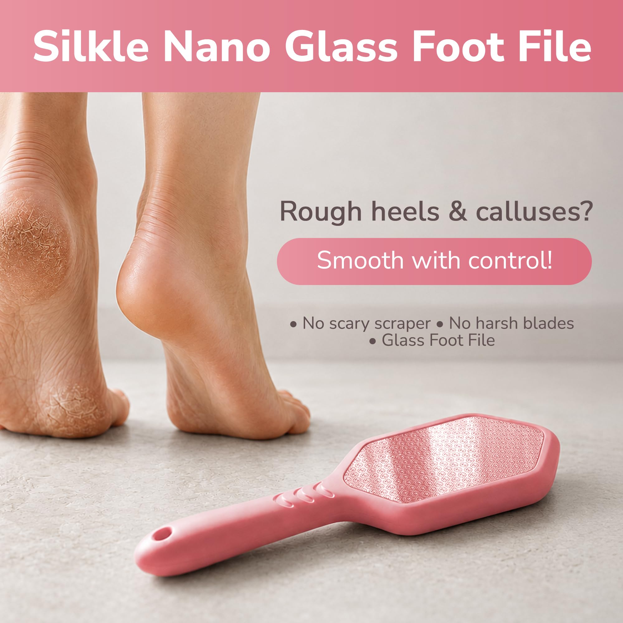 SILKLE Lima per piedi in silicone per la rimozione dei calli – Nano Glass per pelle morta e talloni screpolati – rimozione calli per piedi e pelle dura – esfoliante ergonomico per piedi morbidi e