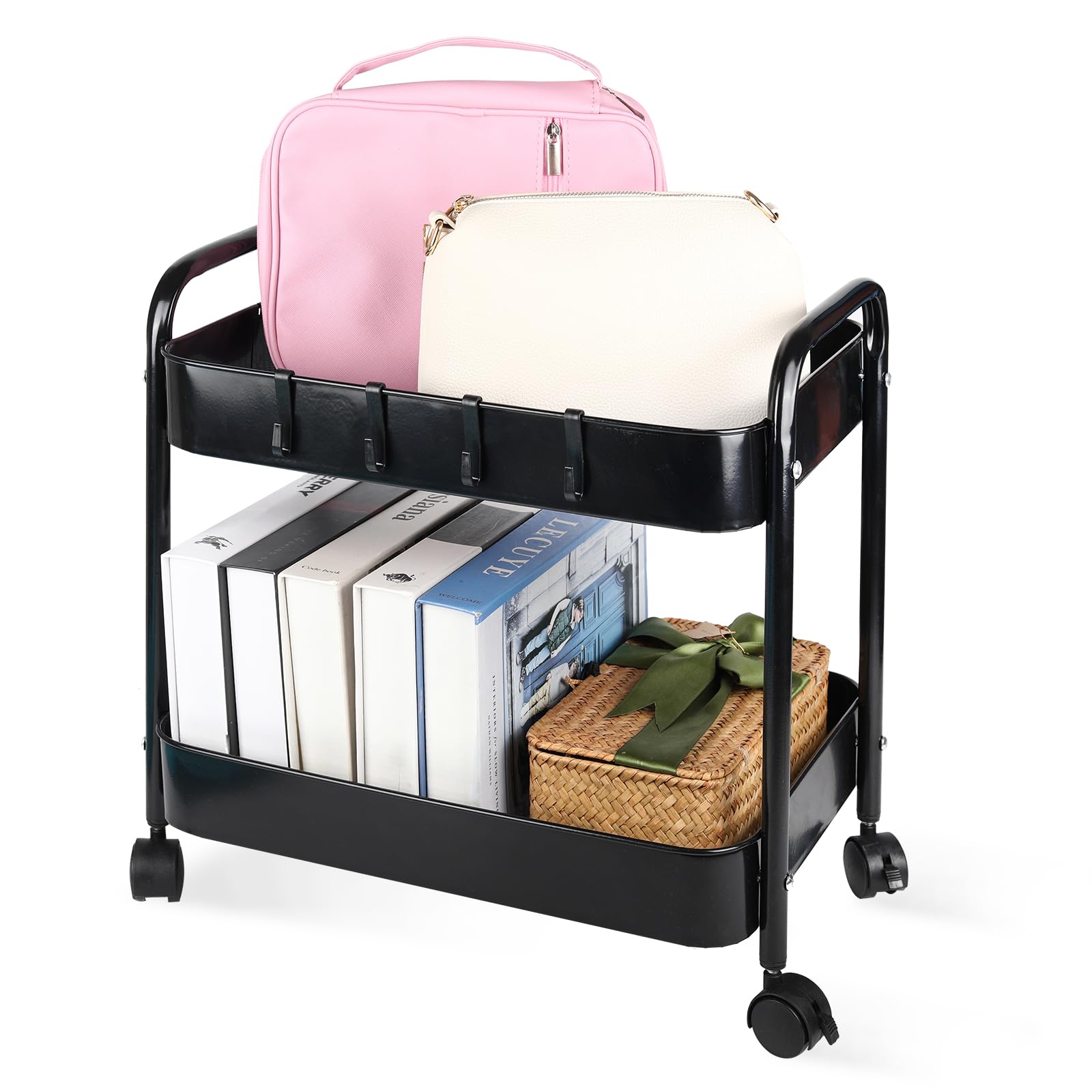 Amazon.co.jp: Ufriandz 収納ワゴン キャスター付き2段 スチールラック