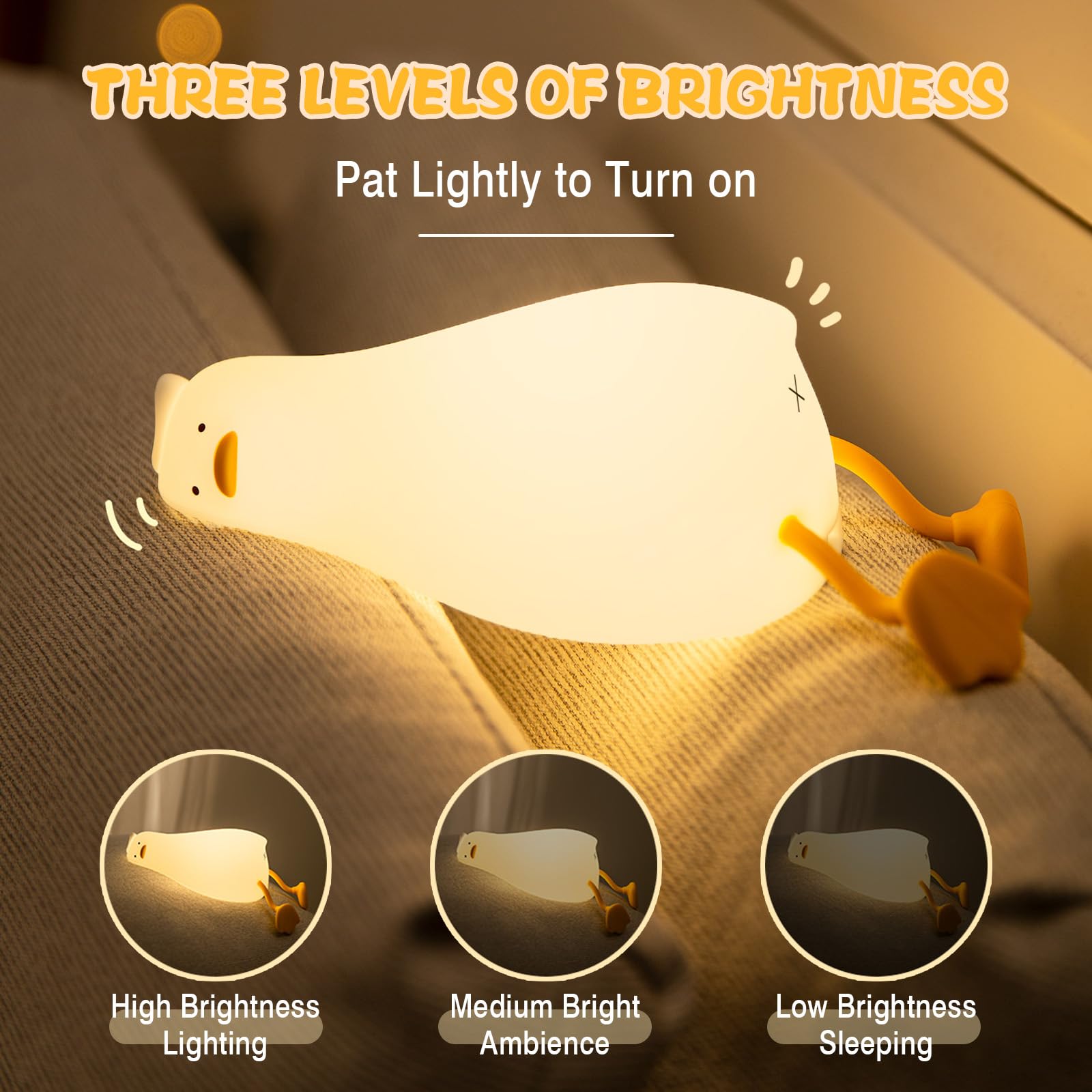 GIACOMO Luce Notturna Bambini, Silicone Luce Notturna Neonato, Ducky Lamp Con Funzione Timer, USB Ricaricabile, Luci Cameretta Bambini Dimmerabile, Controllo a Sfioramento, Bambini Neonato Regalo