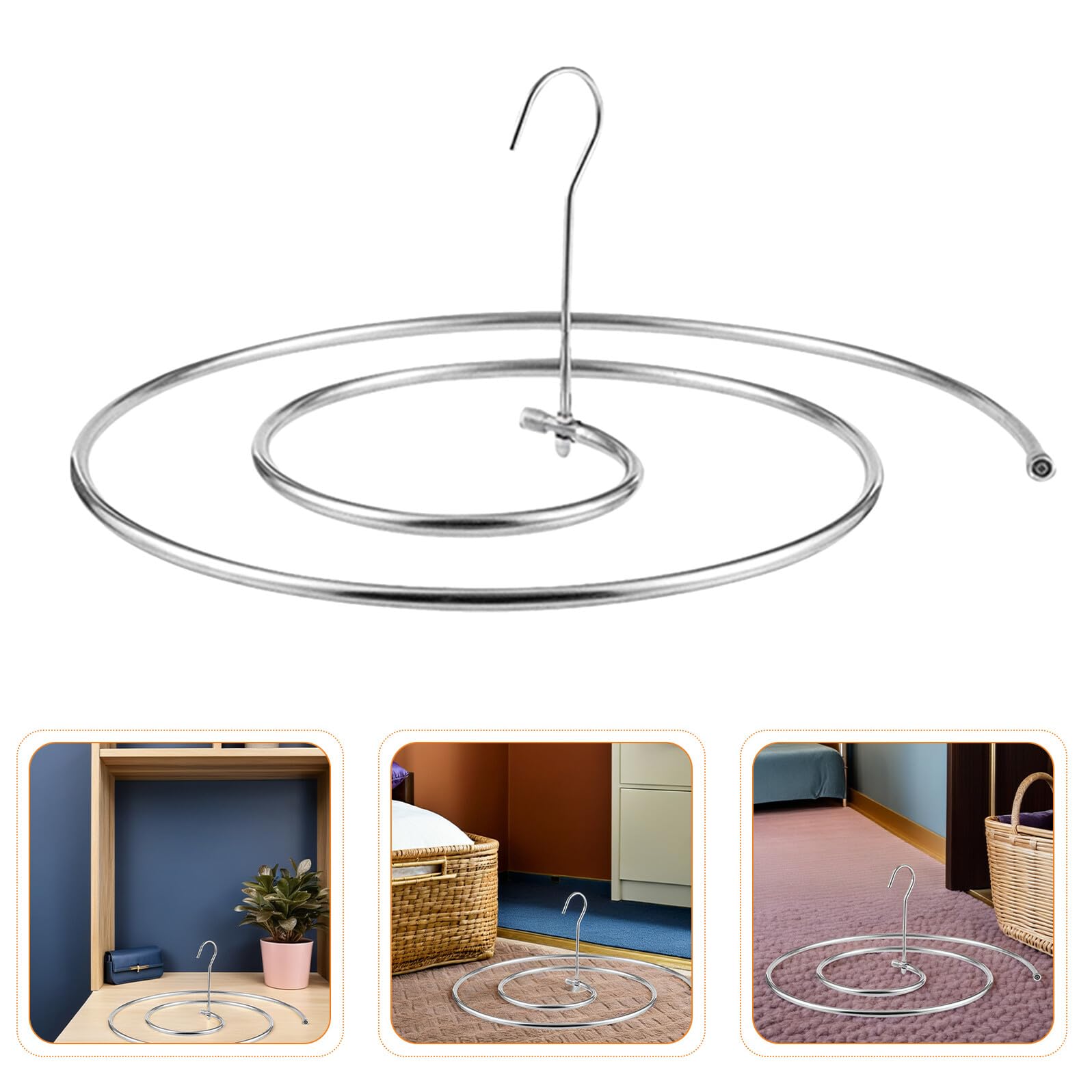 Spiralförmiges Wäscheständer Drehbar und Platzsparend Höhenverstellbar mit Spiralförmigen Aufhängern 3 Stück aus Edelstahl in Kleinen für Decken Bettwäsche und Sofabezüge