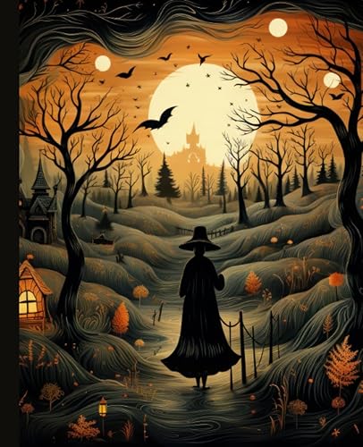 Composition Notebook Vintage Aesthetic Halloween Witch Notebook for Students. Unique college gift. 7.5 X 9.25 120 College Ruled Pages