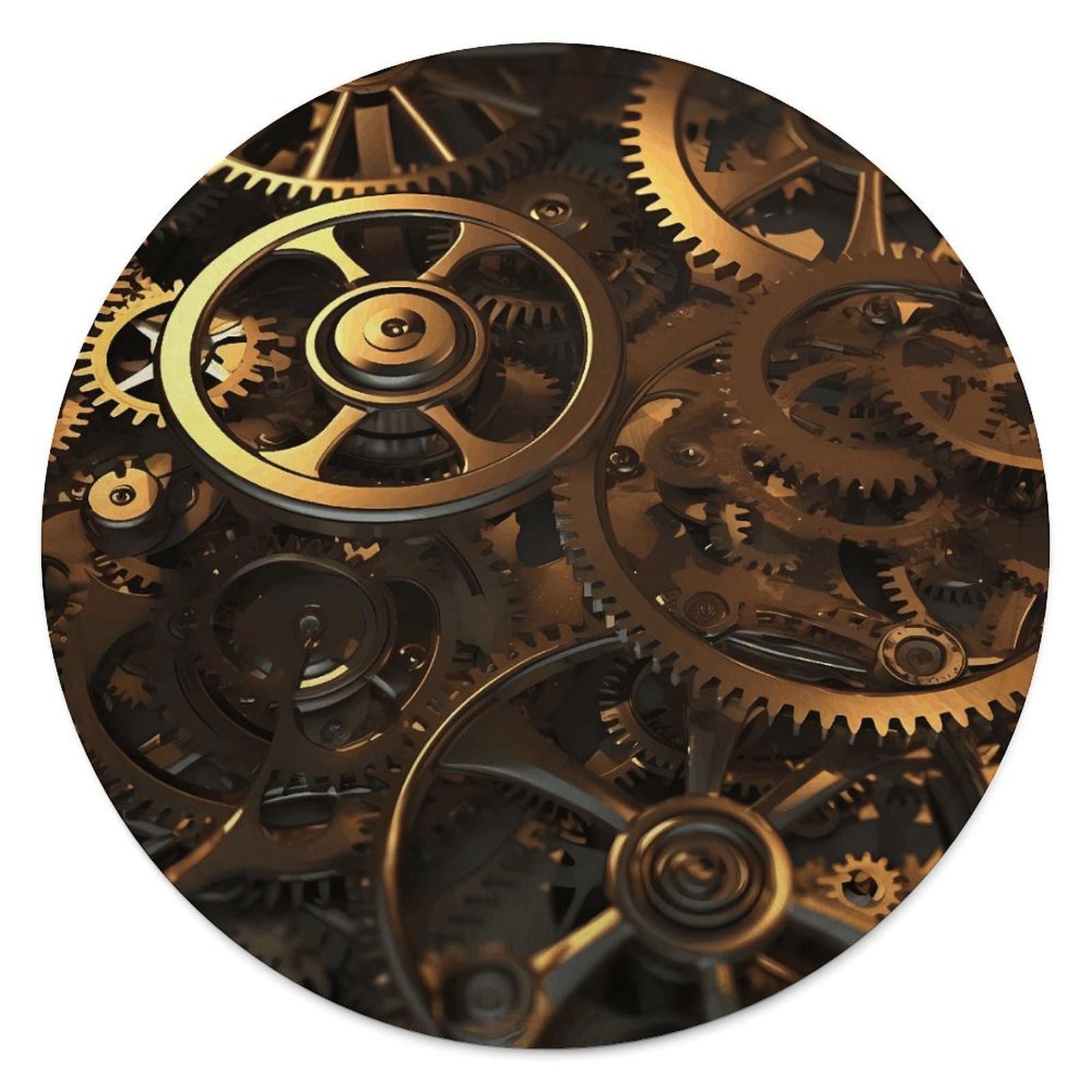FekiLoot Cool Steampunk Gears Round Flannel Throw Blanket, 59.1 Inch Diameter Single Sided Printed Fleece Blanket, Multipurpose Foldable Decor Cover for Couch Office Camping Home Furnishing