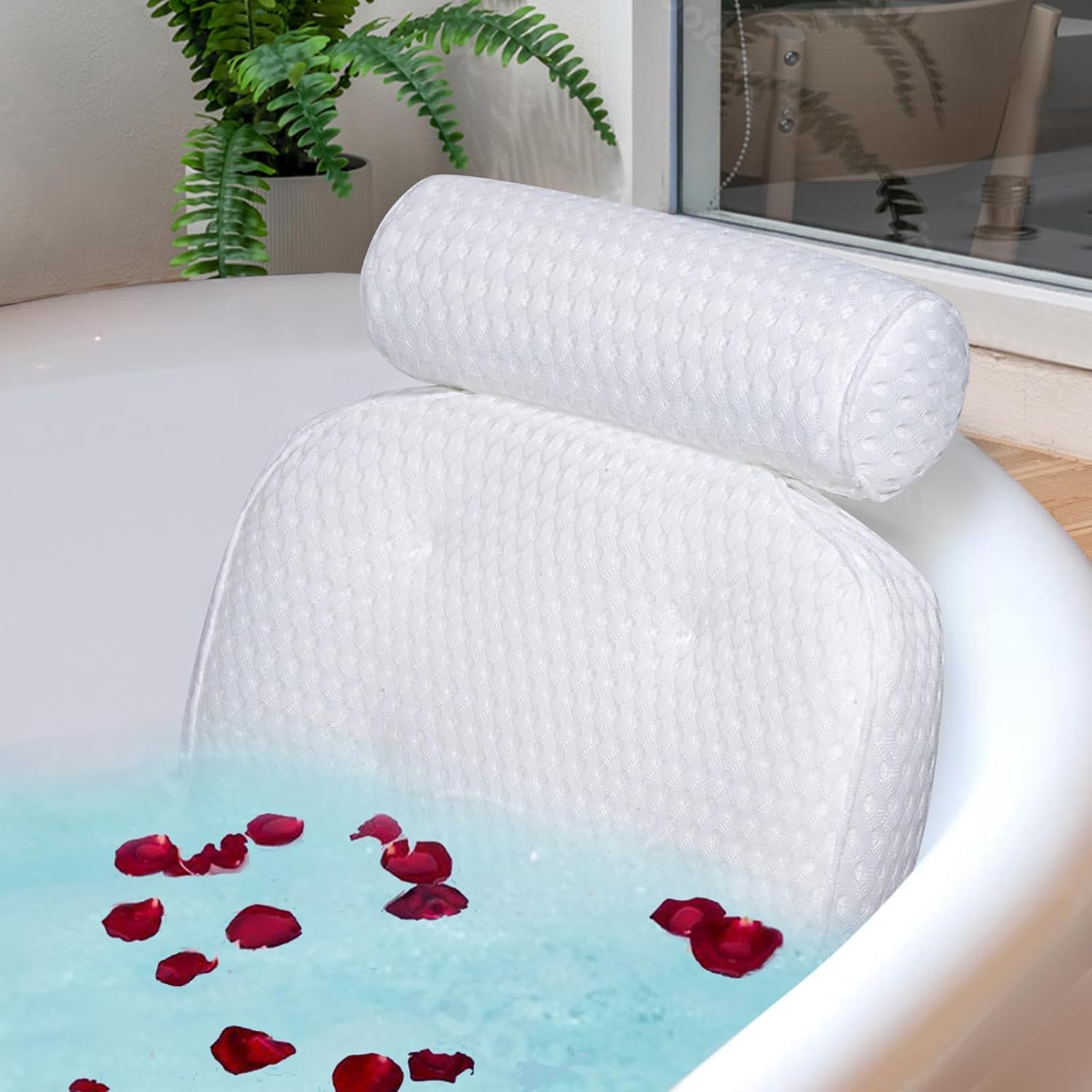 Styleys Bath Pillow for Bathtub with Non-Slip Suction Cups, 4D Airen Mesh, for Neck, Head and Back Support-image-18