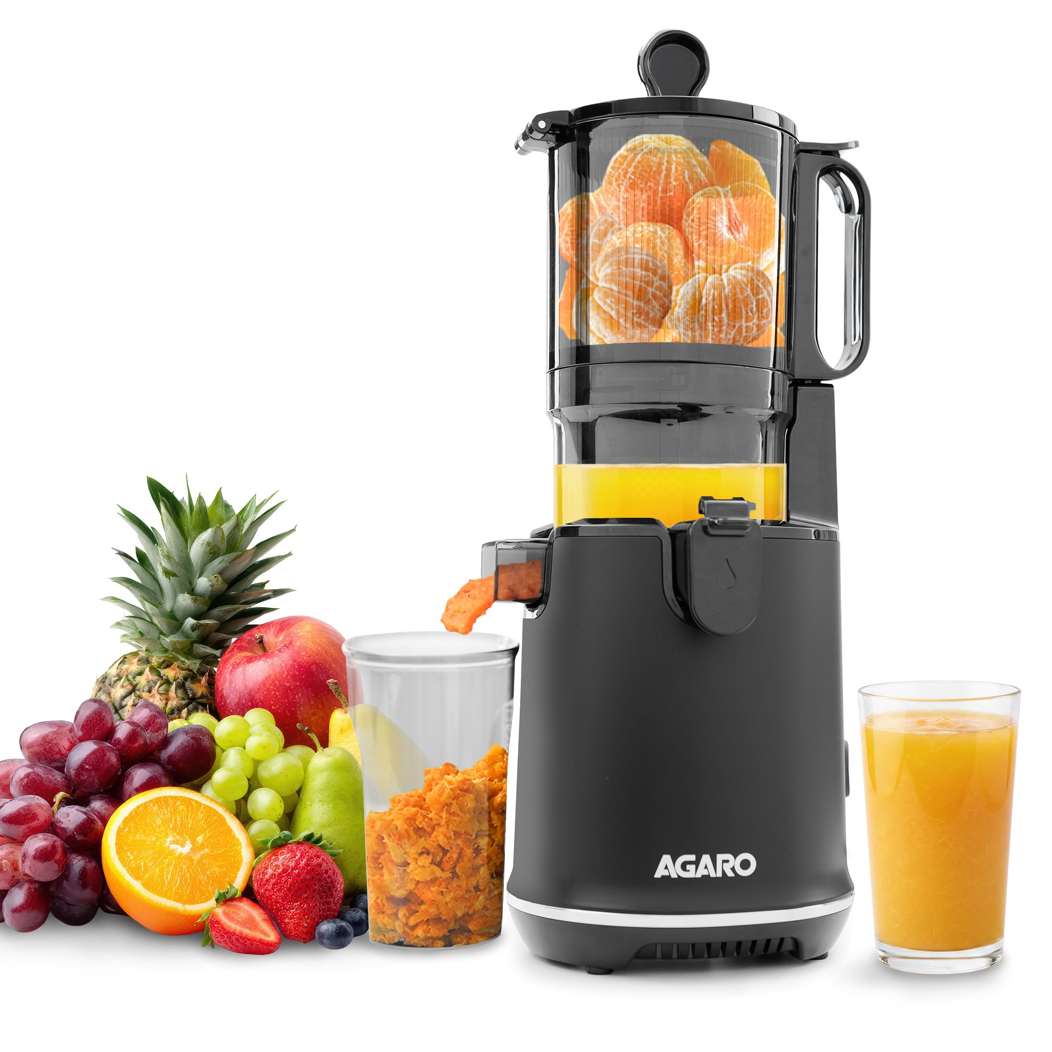 AGARO Regency Slow Juicer, 250 Watt AC Motor, Cold Pressed - Fruit, Vegetable Juicer & Nut Milks, Easy Assembly & Cleaning, Intelligent Safety Features & Auto Reverse, Stainless Steel Filter, BPA-Free