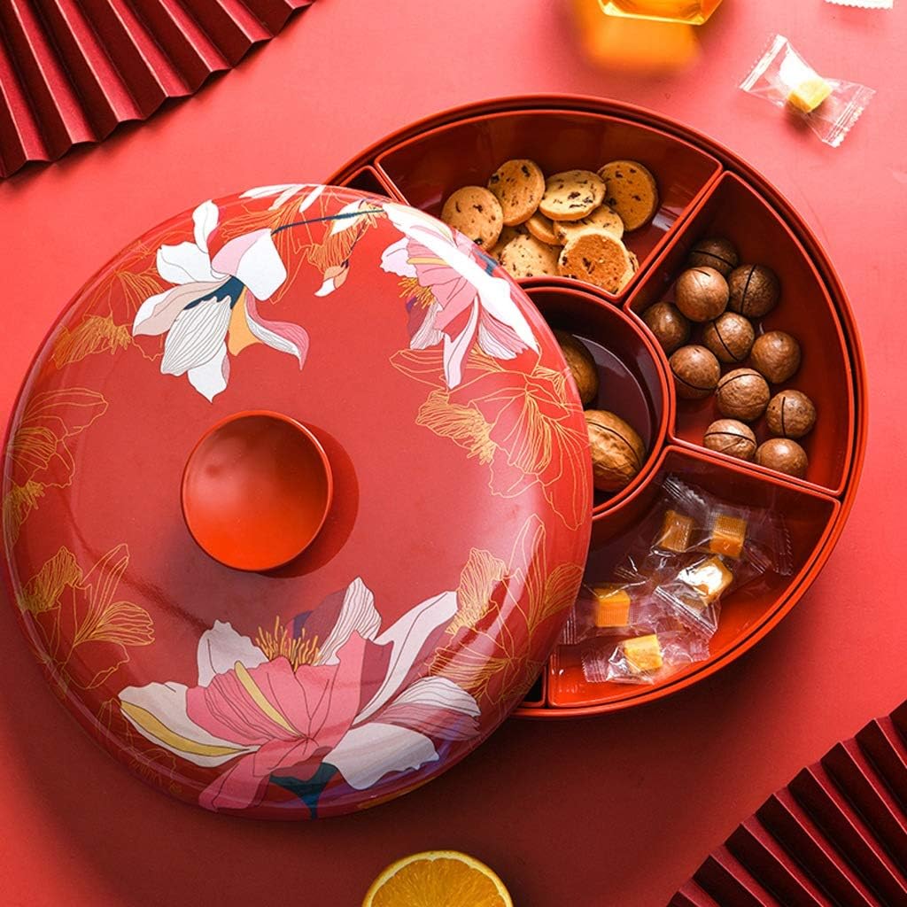 Creative Rotating Dried Fruit Box Living Room Candy Box Nut Box Chinese New Year Snack Storage Box Snack Box Candy Plate