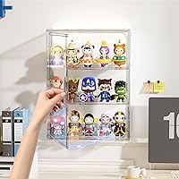 Vista 7 de Vitrina de acrílico transparente de 3 niveles para figuras coleccionables, 1 paquete de figuras de pasatiempos montadas en la pared con estantes