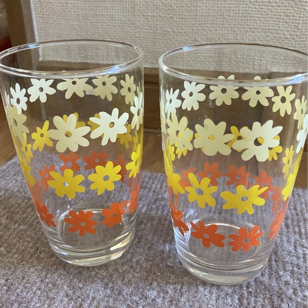 Amazon | レトロ ポップなフラワーグラス タンブラー 2個セット 花柄 