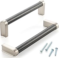 Vista 67 de Paquete de 5 tiradores de gabinete de 3–3/4 pulgadas estriado en negro y oro, manijas de gabinete mate en negro y oro cepillado AP1311, herrajes