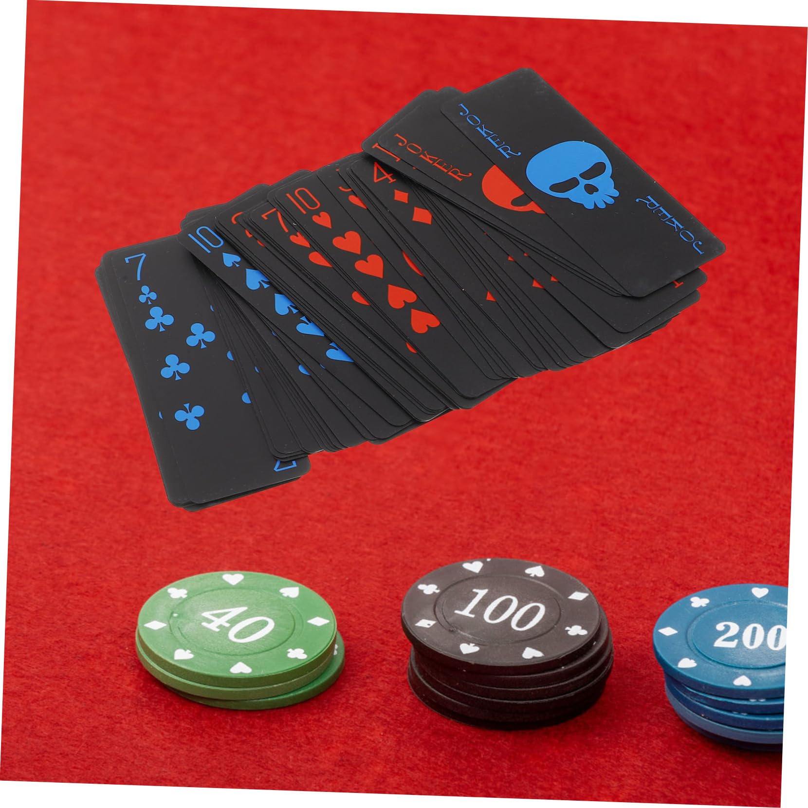 Cartes à Poker Pvc Imperméables Noir Motif Skull Ambiance Halloween