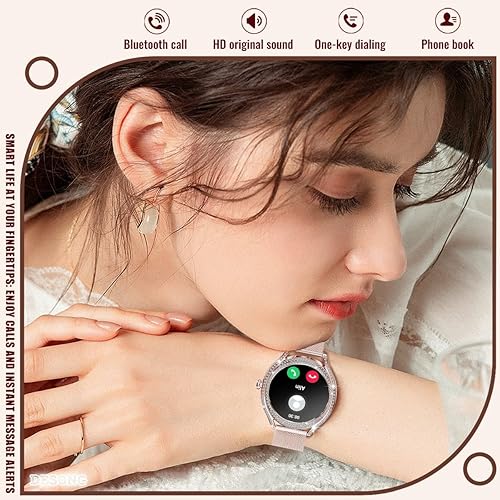 Miniatura 5 de DESONG Relojes inteligentes para mujer (respuestahacer llamada) para teléfonos Android iOS 1.28 pulgadas AMOLED Full Touch Bling Reloj inteligente