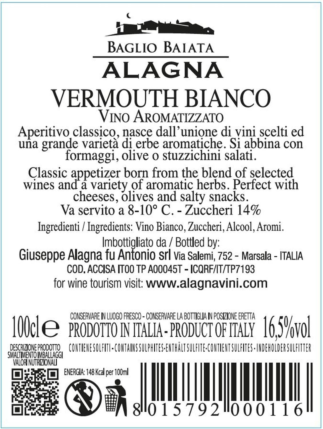 6 Flaschen weißer Vermouth von Alagna