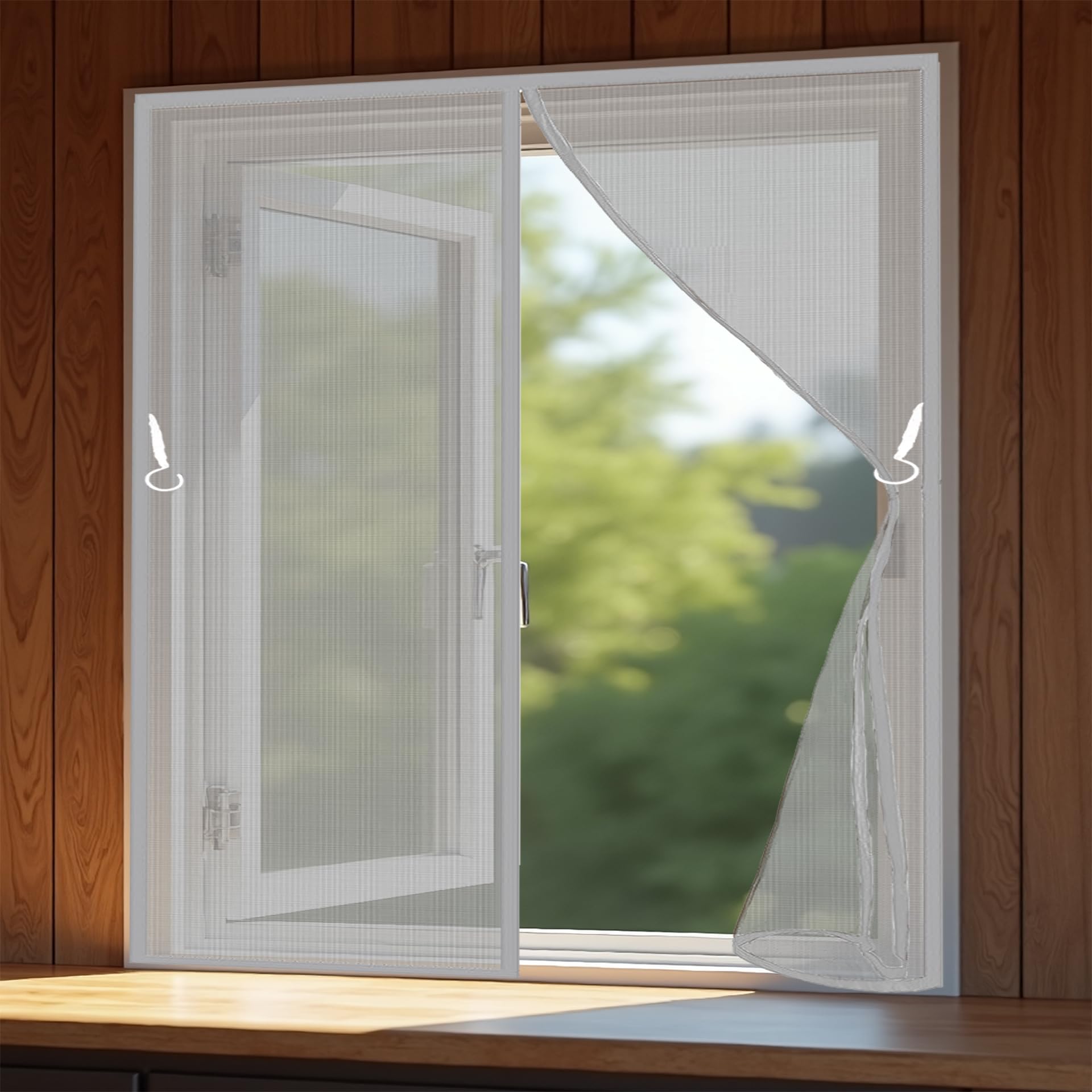 Moustiquaire porte 130 x 200 cm avec rideau anti mouches magnétique gris