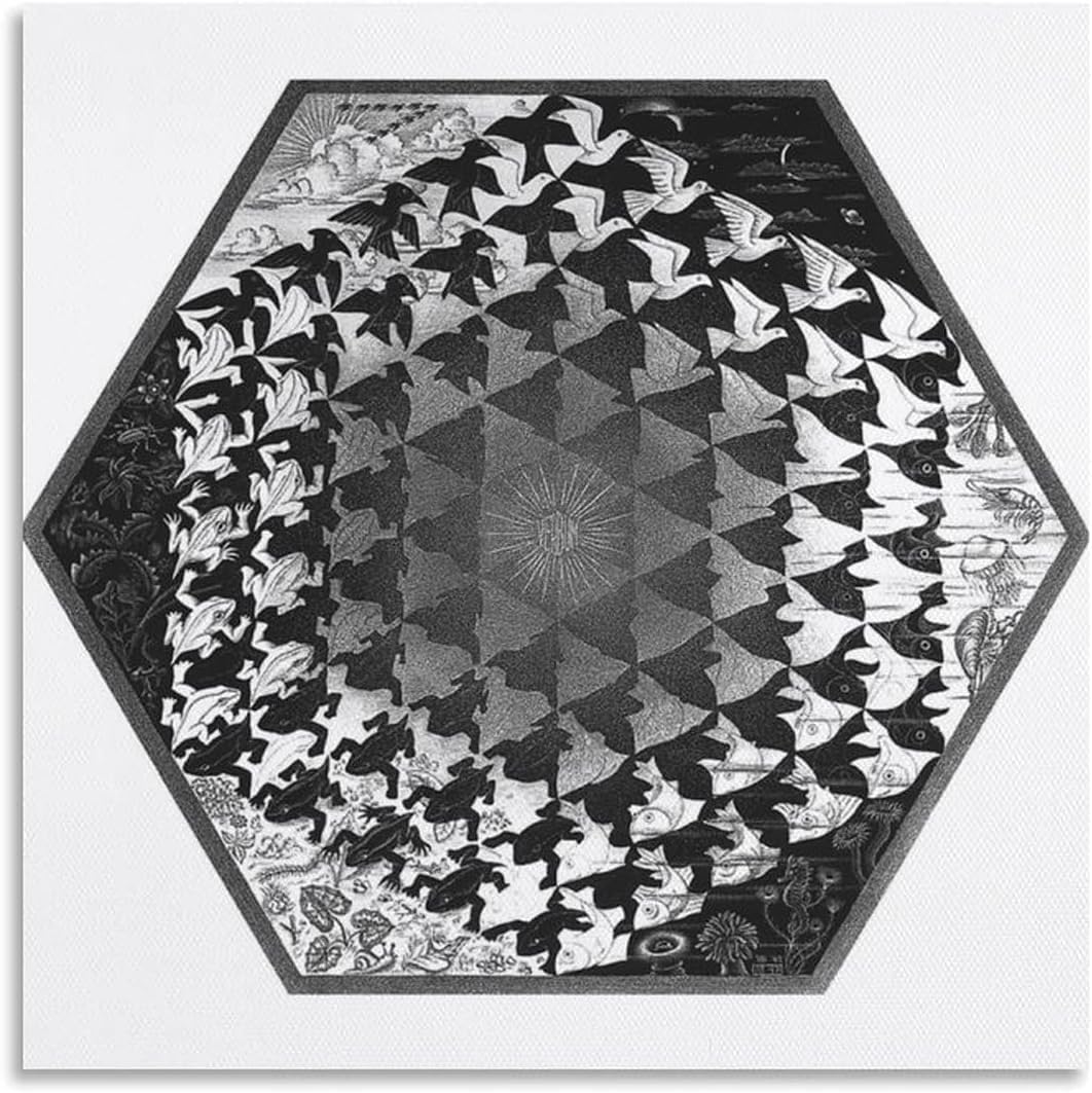 Peinture sur toile M.C. Escher 50x50cm pour habiller un mur vide avec un art abstrait unique