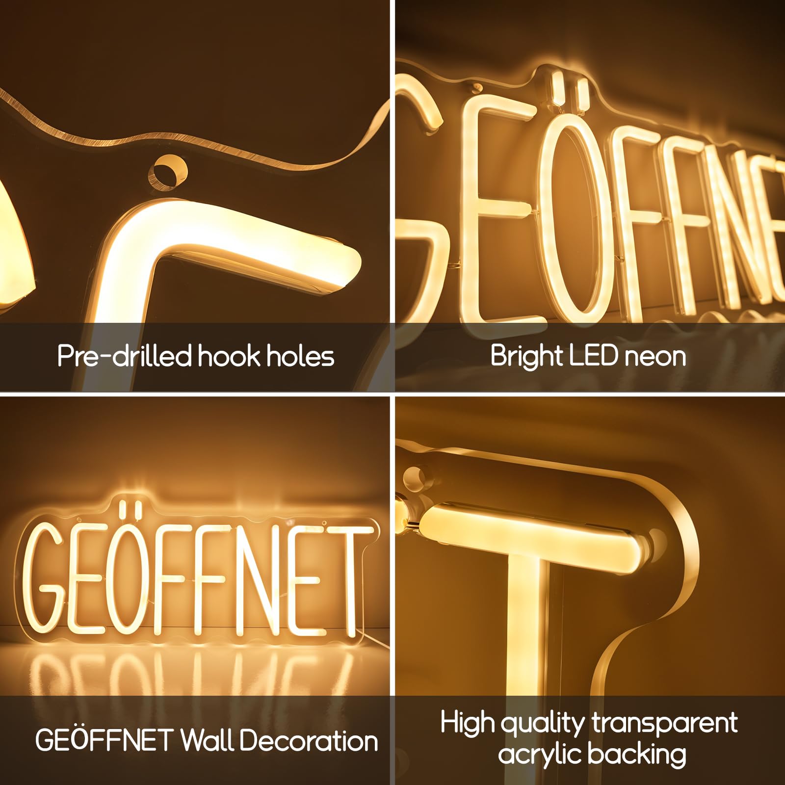 Geöffnet Neonschild für Tür, Open Leuchtreklame Türschild, LED Neonlicht Hängeschild USB-Betrieb mit dimmbarem Schalter für Food Truck,Restaurant,Buchhandlung,Hotel,Supermarkt